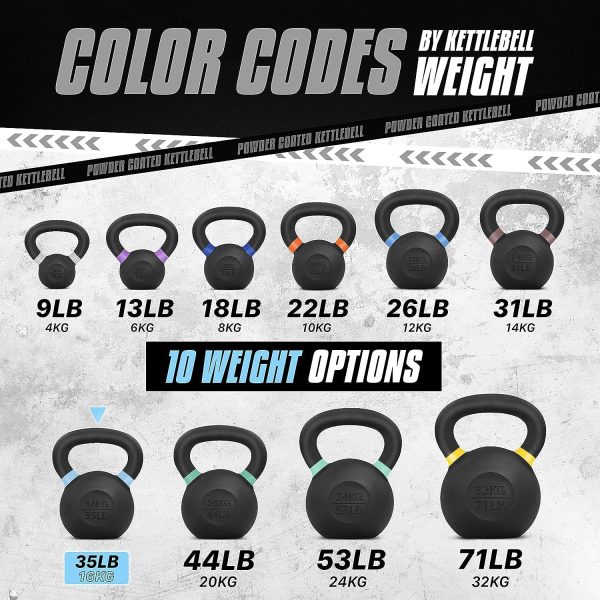 Yes4All Kettlebell Weights Cast Iron/Kettlebells Powder Coated - Strength Training, Home Gym, Full-body Exercises - Image 4