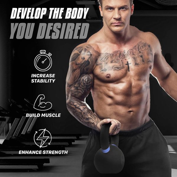 Yes4All Kettlebell Weights Cast Iron/Kettlebells Powder Coated - Strength Training, Home Gym, Full-body Exercises - Image 5