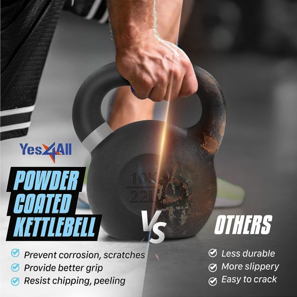 Yes4All Kettlebell Weights Cast Iron/Kettlebells Powder Coated - Strength Training, Home Gym, Full-body Exercises - Image 6